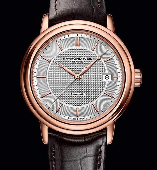 Raymond Weil Maestro trois aiguilles PVD or rose