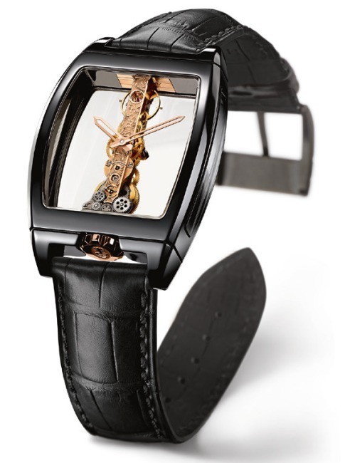 Corum Golden Bridge : céramique noire pour boitier tonneau Corum Golden Bridge : céramique noire pour boitier tonneau