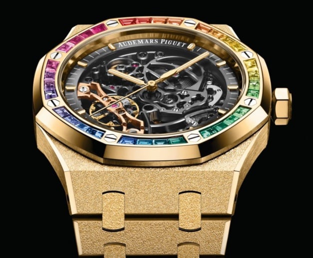 Audemars Piguet Royal Oak double balancier squelette rainbow et frosted gold Audemars Piguet Royal Oak double balancier squelette rainbow et frosted gold