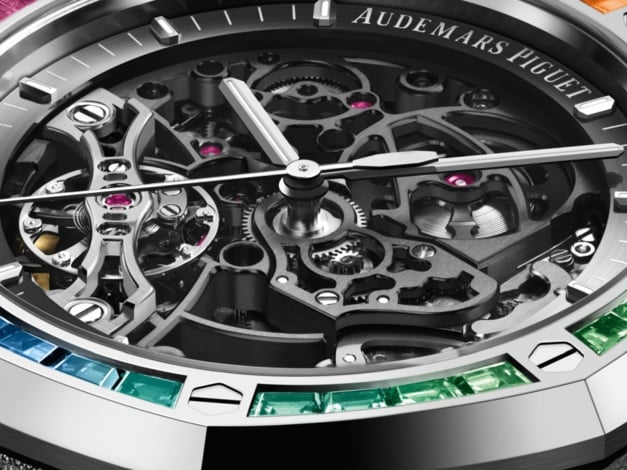 Audemars Piguet Royal Oak double balancier squelette rainbow et frosted gold Audemars Piguet Royal Oak double balancier squelette rainbow et frosted gold