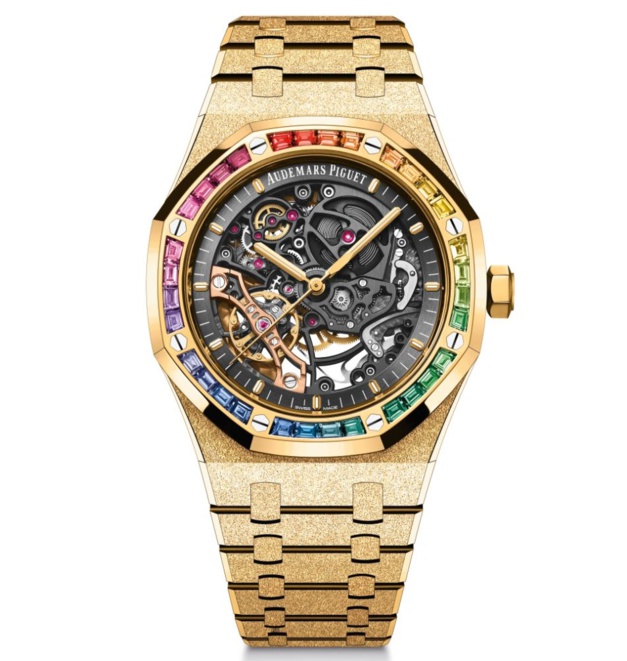 Audemars Piguet Royal Oak double balancier squelette rainbow et frosted gold Audemars Piguet Royal Oak double balancier squelette rainbow et frosted gold