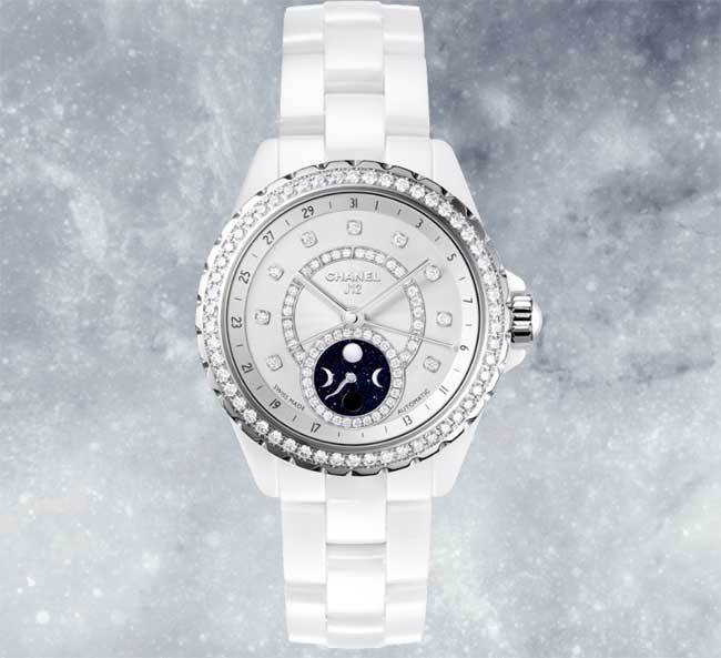 Chanel J12 Moonphase céramique blanche et diamants