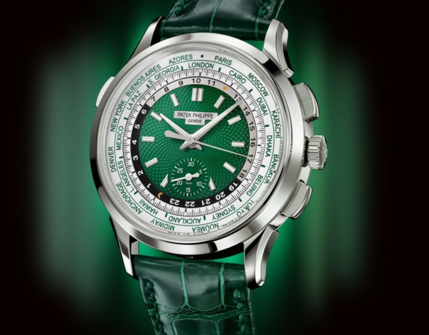 Patek Philippe Chronographe à Heure Universelle réf 5930P : se met au vert et au platine