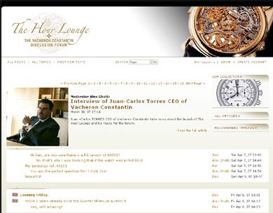 Avec www.TheHourLounge.com, Vacheron Constantin lance son forum de discussion sur le web Avec www.TheHourLounge.com, Vacheron Constantin lance son forum de discussion sur le web
