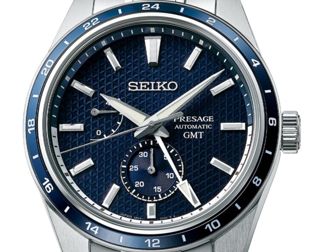 Seiko Presage Sharp Edged : version GMT avec cadran bleu "Mont Fuji" l'été