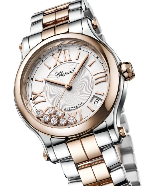 Happy Sport Medium Automatic Two Tone : or rose et acier en version mécanique Happy Sport Medium Automatic Two Tone : or rose et acier en version mécanique