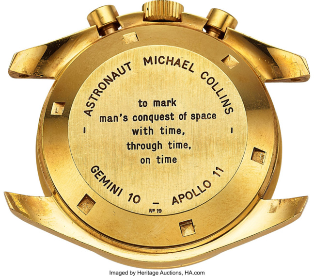 Omega Speedmaster en or de Michael Collins ImagedByHeritageAuctions Omega Speedmaster en or de Michael Collins ImagedByHeritageAuctions