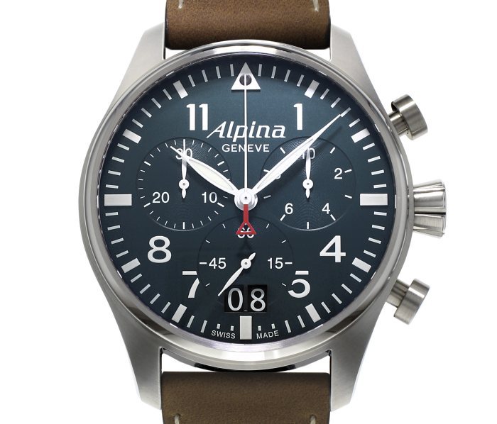 Alpina Startimer Pilot Chrononographe Big Date cadran bleu