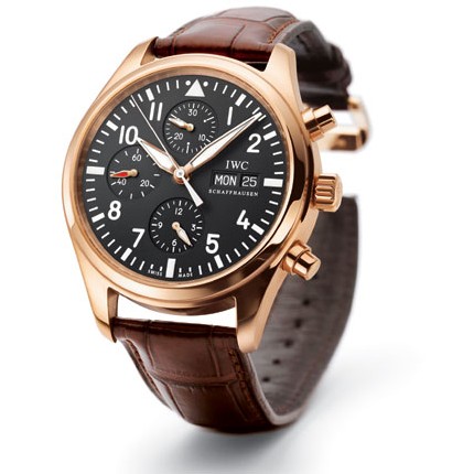 Montre aviateur IWC Chrono-Automatic en or rose