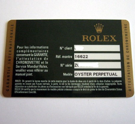 nouvelle garantie Rolex