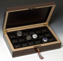 Coffret en bois de palissandre Elie Bleu pour 18 montres Coffret en bois de palissandre Elie Bleu pour 18 montres