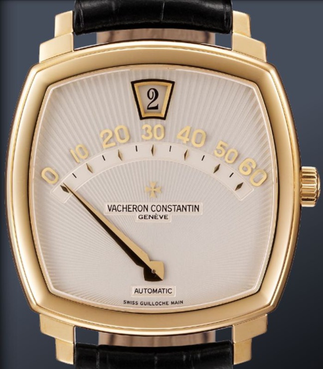 Montre-bracelet « Saltarello » en or jaune 18K, automatique, cadran de forme coussin, fond transparent avec une masse squelette, cadran argenté soleil, sur bracelet cuir – 1998 Montre-bracelet « Saltarello » en or jaune 18K, automatique, cadran de forme coussin, fond transparent avec une masse squelette, cadran argenté soleil, sur bracelet cuir – 1998