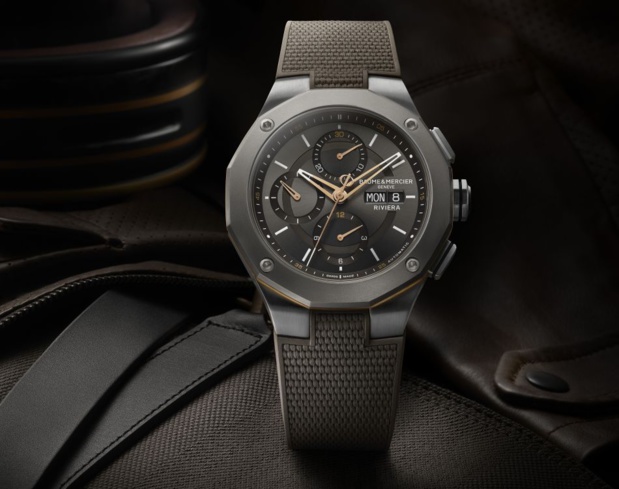 Baume & Mercier Riviera Chronographe : sportif-chic avec cadran ardoise et touches dorées