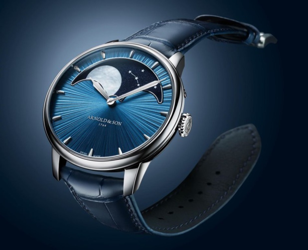Arnold & Son Perpetual Moon 41,5 Platinum "Celestial blue" : Lune bleue
