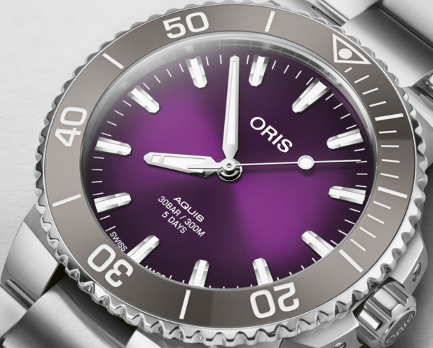 Oris Hölstein 2023 : une Aquis sans date avec cadran violet en édition limitée à 250 exemplaires Oris Hölstein 2023 : une Aquis sans date avec cadran violet en édition limitée à 250 exemplaires