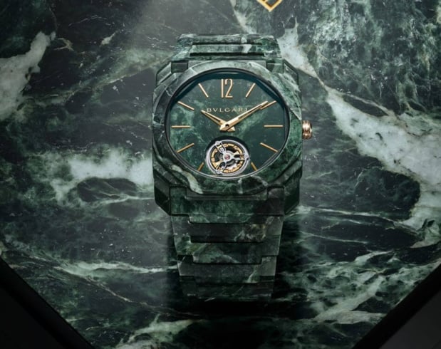 Bvlgari Octo Finissimo Tourbillon : spectaculaire pièce unique en marbre pour Only Watch Bvlgari Octo Finissimo Tourbillon : spectaculaire pièce unique en marbre pour Only Watch