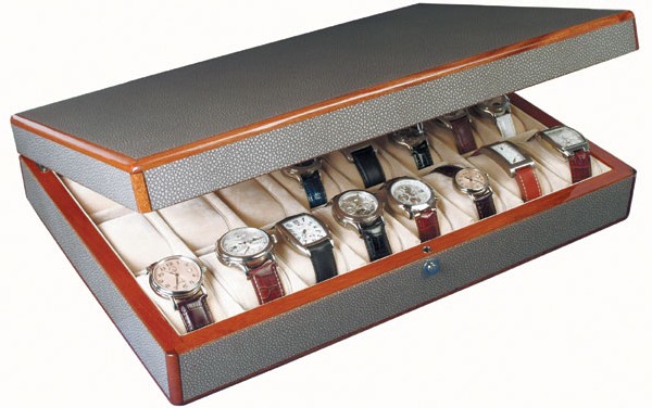 Coffret à montres Syll 24 pièces façon galuchat gris Coffret à montres Syll 24 pièces façon galuchat gris