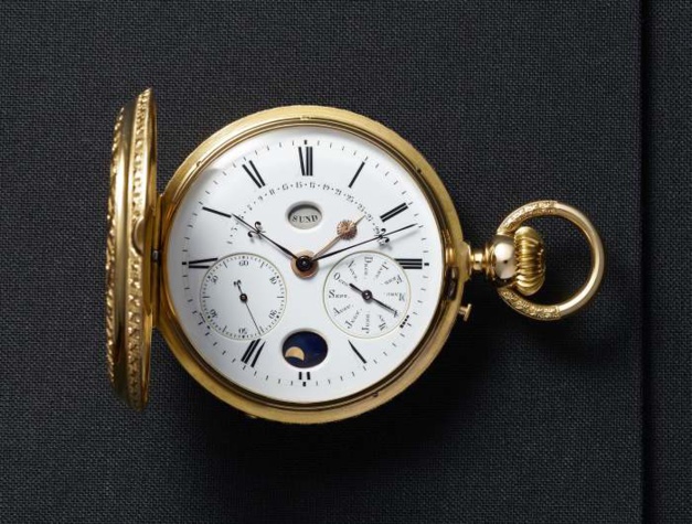 1890. Annual calendar hunter pocket-watch with retrograde date 1890. Annual calendar hunter pocket-watch with retrograde date