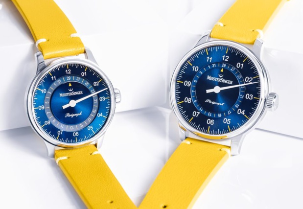 Perigraph MeisterSinger : cadrans bleus, bracelets jaunes pour célébrer l'été indien