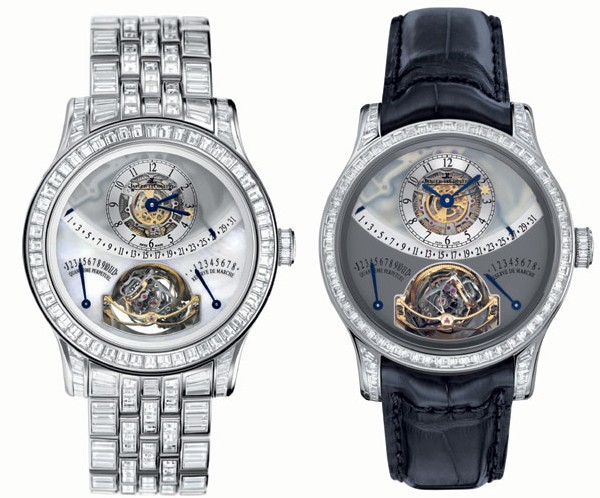 Deux Jaeger-LeCoultre gyrotourbillons sertis exceptionnels vendus par la maison Dubail à Paris