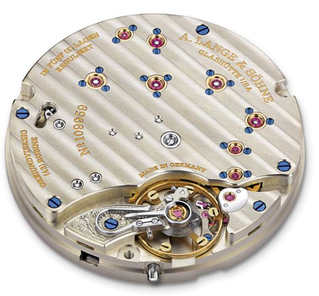 Platine trois-quarts en argent non traité dans le mouvement de la Lange 1 Platine trois-quarts en argent non traité dans le mouvement de la Lange 1