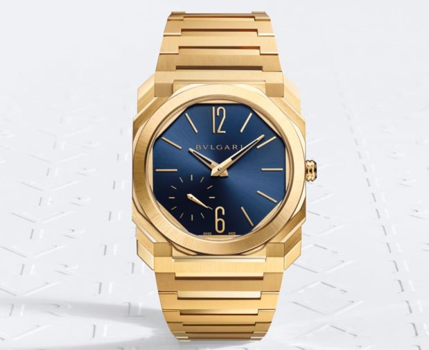 Bulgari Octo Finissimo : splendide en or jaune et cadran bleu et "vintage-like" en acier sur cadran saumon Bulgari Octo Finissimo : splendide en or jaune et cadran bleu et "vintage-like" en acier sur cadran saumon