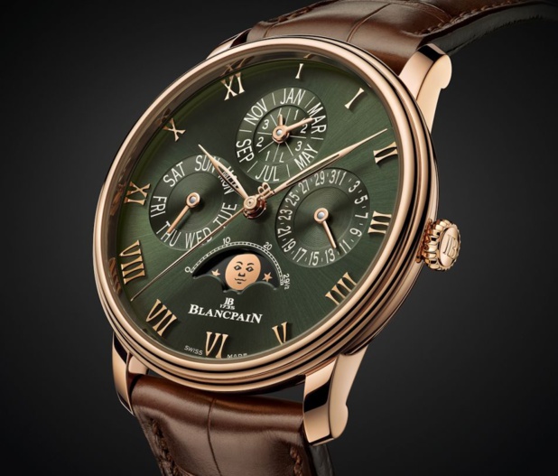 Blancpain Villeret Quantième Perpétuel : un beau cadran vert inspiré par les forêts du Brassus Blancpain Villeret Quantième Perpétuel : un beau cadran vert inspiré par les forêts du Brassus