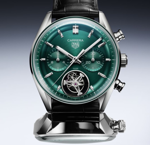 TAG Heuer chronographe tourbillon avec cadran vert sarcelle