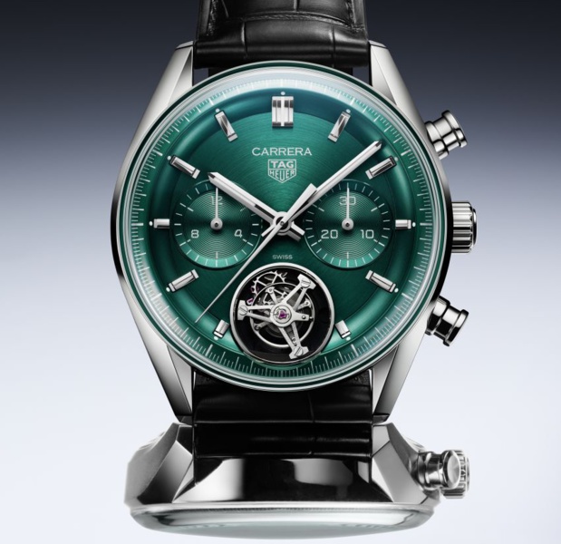 TAG Heuer chronographe tourbillon avec cadran vert sarcelle TAG Heuer chronographe tourbillon avec cadran vert sarcelle