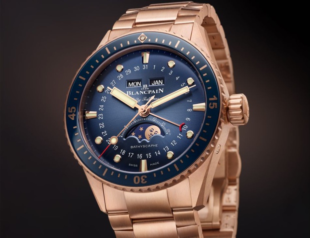 Blancpain : la Bathyscaphe arrive en deux nouvelles versions entièrement en or rouge