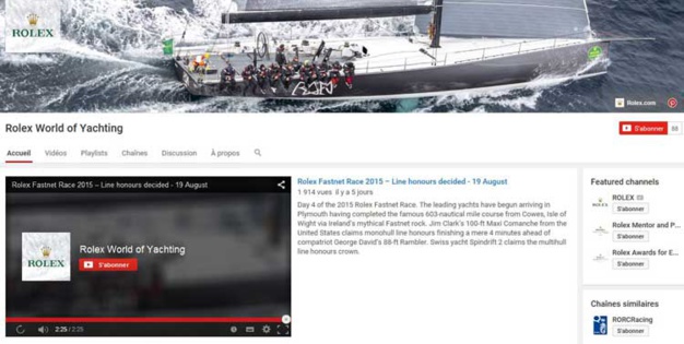 Rolex World of Yachting : lancement d'une chaine voile sur YouTube Rolex World of Yachting : lancement d'une chaine voile sur YouTube