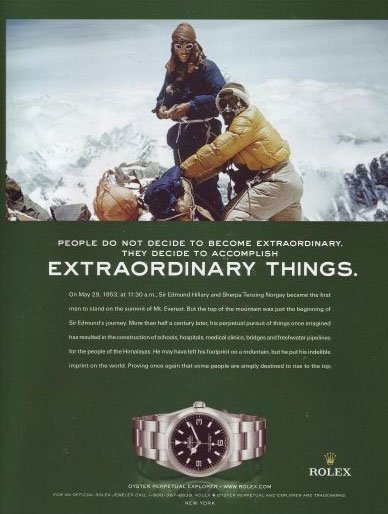 Publicité Rolex pour son modèle Explorer Publicité Rolex pour son modèle Explorer