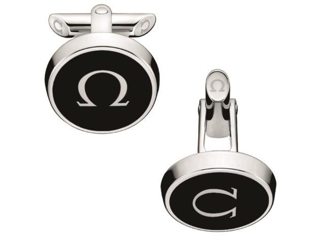 Omega boutons de manchette Symbole en laque noire Omega boutons de manchette Symbole en laque noire