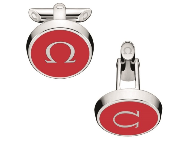 Omega boutons de manchette Symbole en laque rouge Omega boutons de manchette Symbole en laque rouge