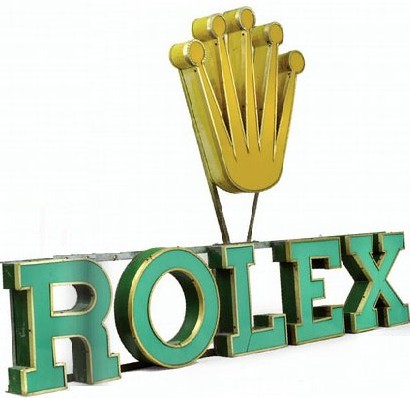 Enseigne Rolex des années 70 Photo d'après le catalogue Antiquorum Enseigne Rolex des années 70 Photo d'après le catalogue Antiquorum
