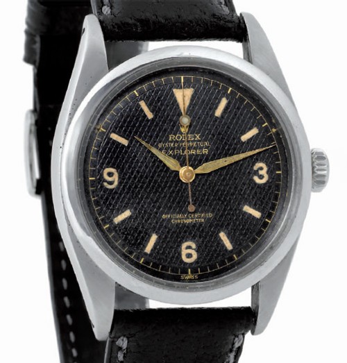 Rolex Explorer Ref. 6350, Cadran Honeycomb de 1953 Photo d'après le catalogue Antiquorum Rolex Explorer Ref. 6350, Cadran Honeycomb de 1953 Photo d'après le catalogue Antiquorum