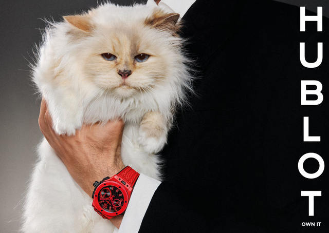 Choupette, la chatte de Karl Lagerfeld, star de la nouvelle campagne de publicité d'Hublot Choupette, la chatte de Karl Lagerfeld, star de la nouvelle campagne de publicité d'Hublot
