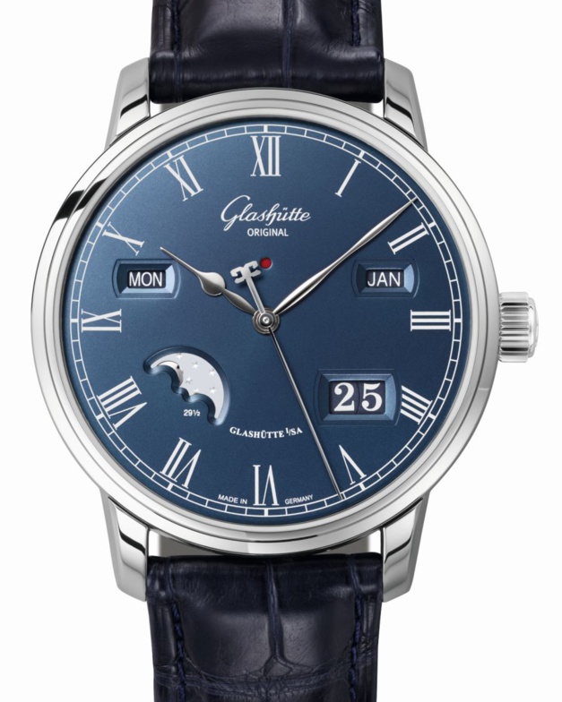 Senator Perpetual Calendar, cadran bleu sur boitier acier