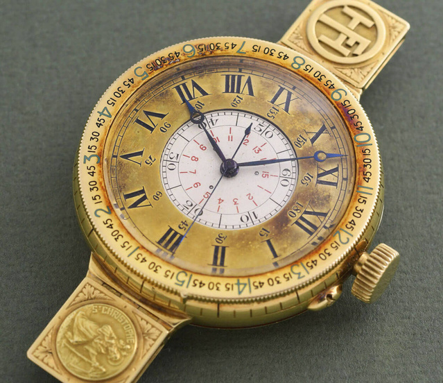 Une montre de pilote Angle Horaire en or en vente à Bordeaux le 22 juin prochain Une montre de pilote Angle Horaire en or en vente à Bordeaux le 22 juin prochain