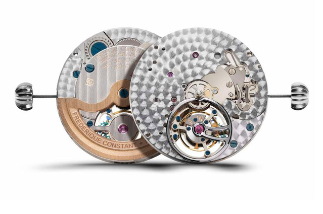 Frédérique Constant : un tourbillon en or blanc avec un cadran bleu en nacre