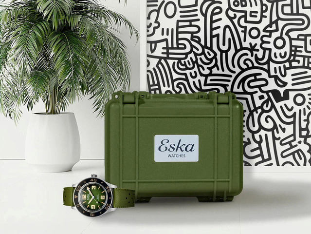 Eska Amphibian "250" Green Turtle : nouvelle série limitée à 136 exemplaires avec cadran vert fumé Eska Amphibian "250" Green Turtle : nouvelle série limitée à 136 exemplaires avec cadran vert fumé