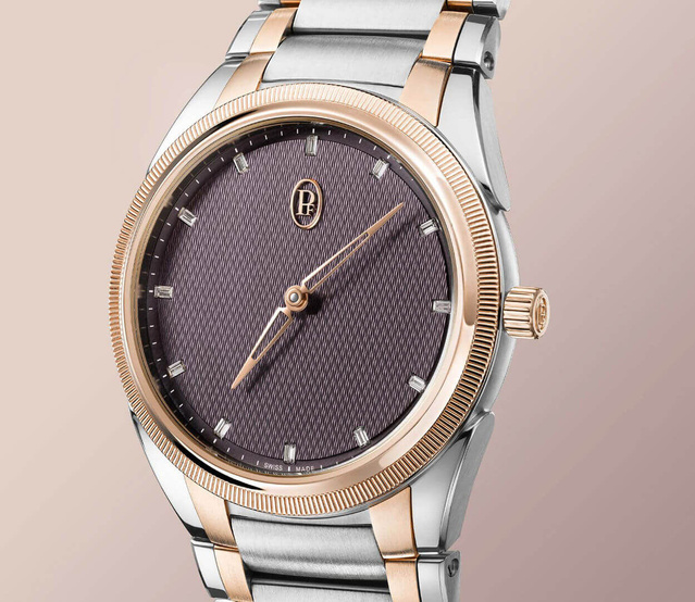 Parmigiani Fleurier Tonda PF : or rose, acier, cadran rubis et index diamants en 36 mm