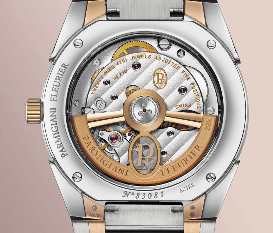 Parmigiani Fleurier Tonda PF : or rose, acier, cadran rubis et index diamants en 36 mm