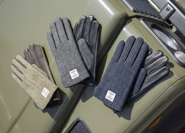 Les gants en cuir et Harris Tweed de chez Malfroid Paris