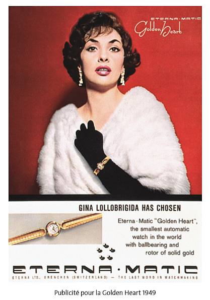 Gina Lollobrigida portant sa montre Eterna Gina Lollobrigida portant sa montre Eterna