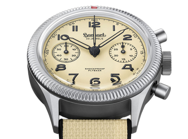 Hanhart 417 Ti Desert Dial : un chono flyback de légende en titane au style militaire revisté Hanhart 417 Ti Desert Dial : un chono flyback de légende en titane au style militaire revisté