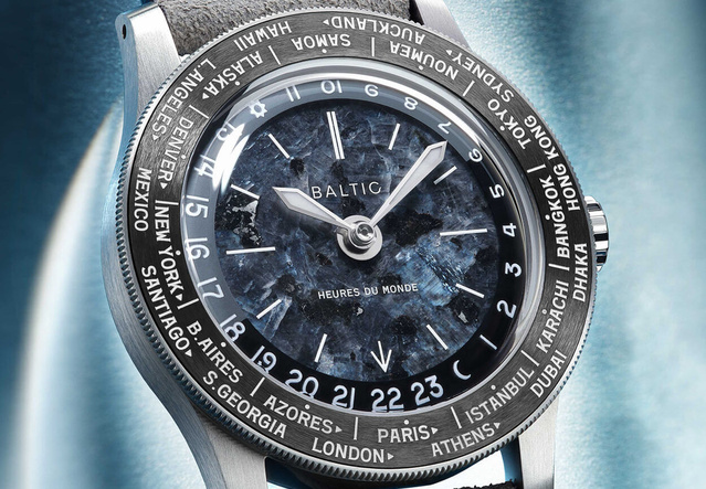 Baltic Heures du monde : quand la fonction worldtimer s'associe aux pierres dures Baltic Heures du monde : quand la fonction worldtimer s'associe aux pierres dures