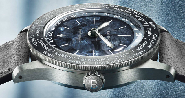 Baltic Heures du monde : quand la fonction worldtimer s'associe aux pierres dures Baltic Heures du monde : quand la fonction worldtimer s'associe aux pierres dures