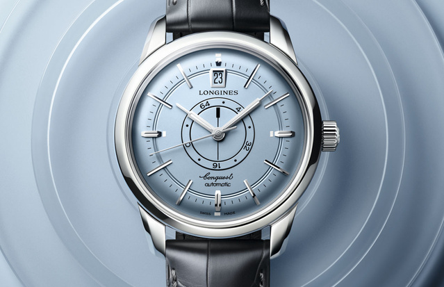 Longines Conquest Heritage Central Power Reserve : cadran bleu et réserve de marche au centre