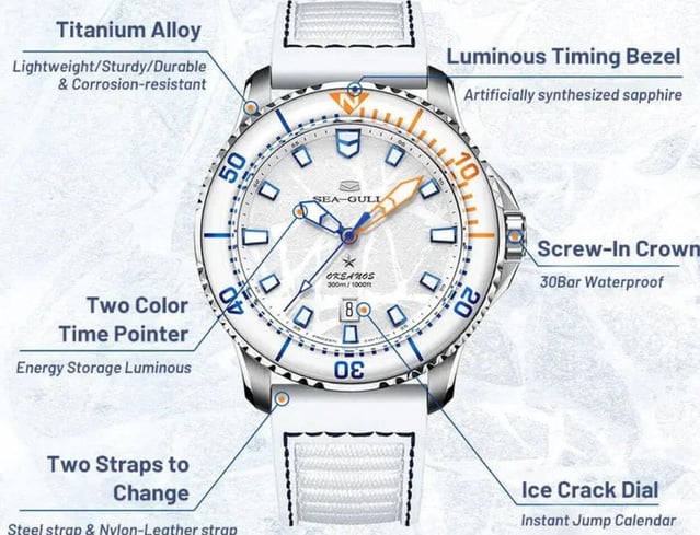 Sea-Gull Ocean Series Pro Ice Wing : une plongeuse chinoise en titane étanche à 300 mètres